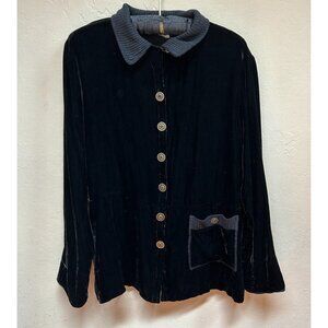 Vintage Paul Reid Womens Long Sleeve Button Down Velvet Jacket Silk Black Small
